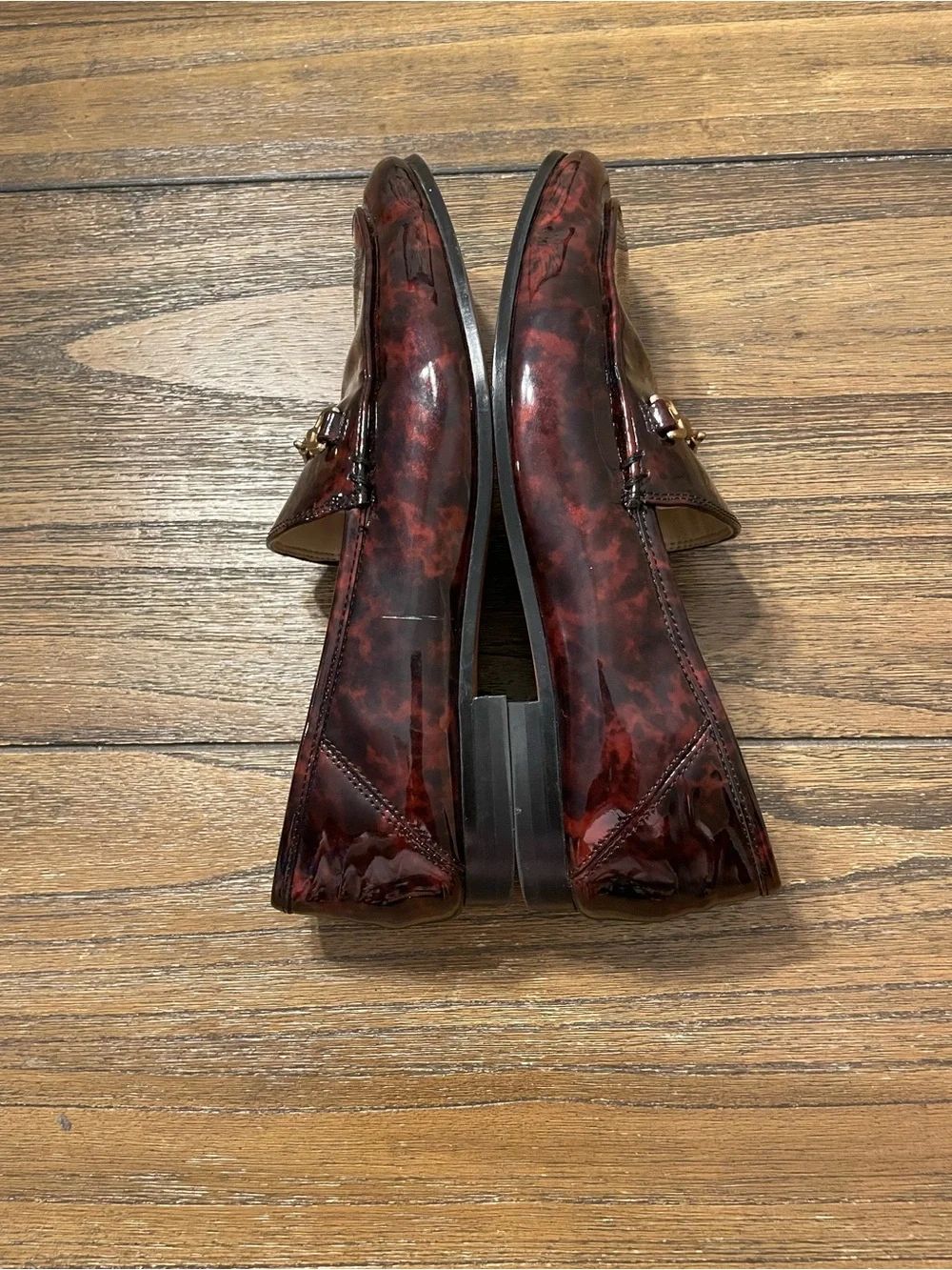 Sam Edelman Loraine Oxblood Tortoiseshell Horsebit Loafers Size 6.5 Old Money - Picture 8 of 12